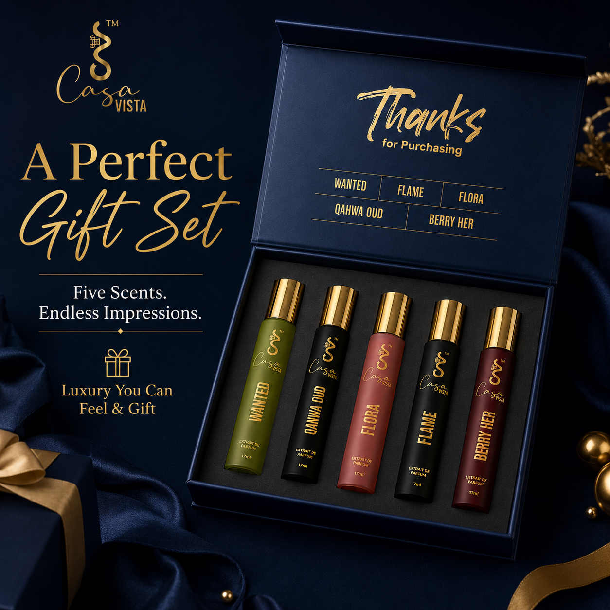 Casa Vista Gift Set – All 5 Signature Fragrances | 17ml × 5